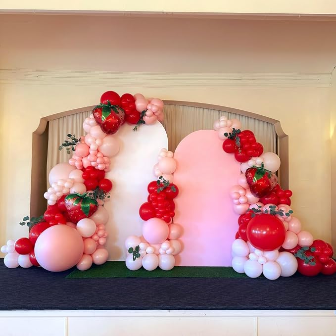 Strawberry Balloons, 12 Inch Red and Pink Balloons - Image 5