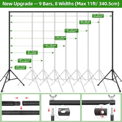 Hemmotop Photo Backdrop Stand 11x10ft, Heavy Duty Background Frame Kit | - Image 3