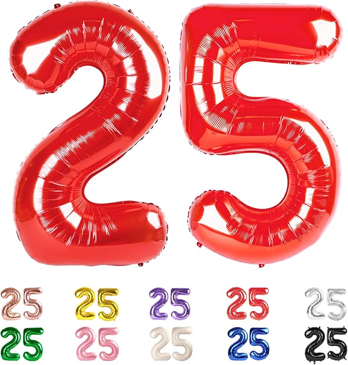 25 Balloon Numbers 40Inch for 25th Year Old Birthday Decorations, Inflation by Mluchee