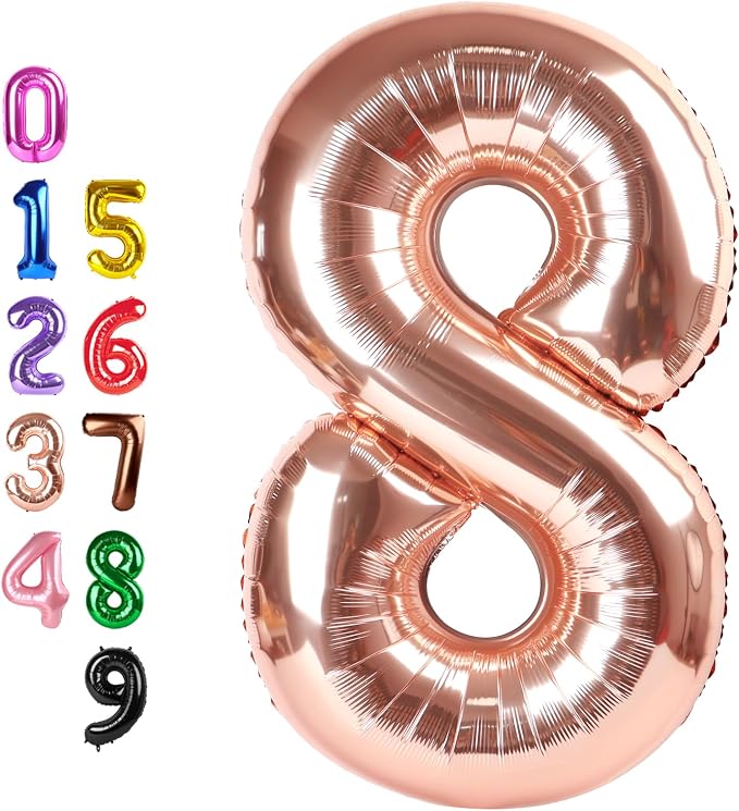 Number Balloons 8 Balloon 40 inch Rose Gold by Enyeopd