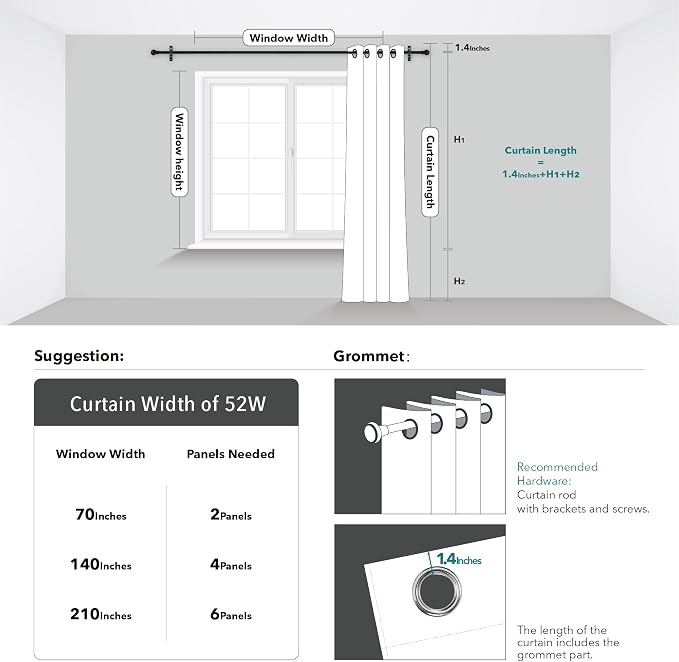Deconovo Living Room Curtains 54 Inches Long, Thermal Insulated, Room Darkening - Image 6