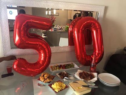 5 Balloon Numbers Party Decorations, 40In Red Balloons - Image 4