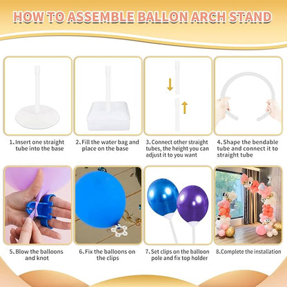 Bazen 2PK 8.2FT & 6FT Balloon Arch Stand White - Image 7