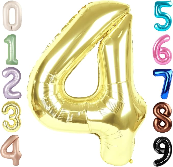 4 Balloon Number 40 Inch Light Gold Balloons by Mluchee