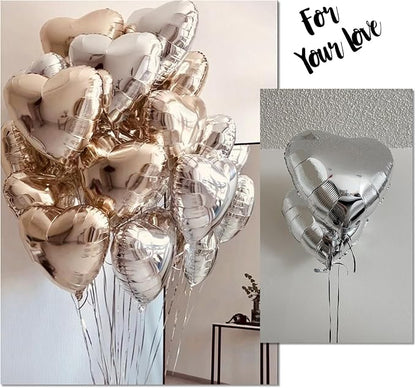 30 Pcs 18 Inch Silver Heart Foil Mylar Helium Balloons - Image 5