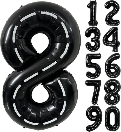 40 Inch Race Car Black Number Balloons Race Car Birthday Party Balloons Large by Yeodong