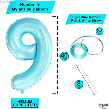 KatchOn, Giant Light Blue Number 9 Balloon - Image 4