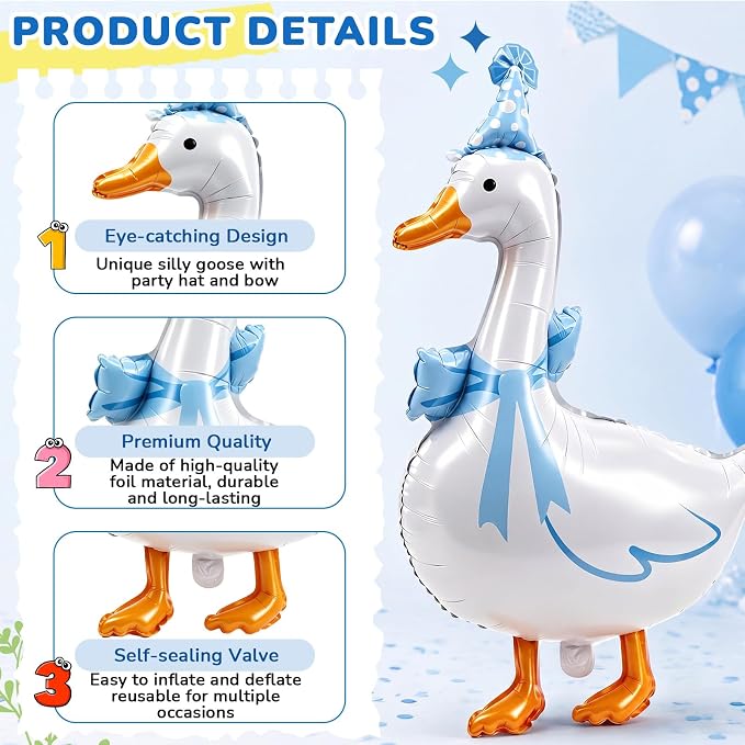 Soulchen 6 Pcs One Silly Goose Balloons Set 33" Giant White Goose Foil Balloons - Image 4