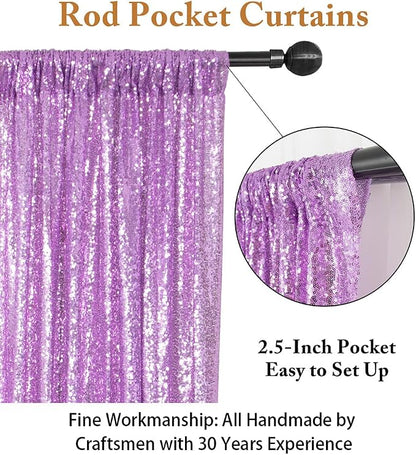 ShinyBeauty Sequin Curtain Lavender 4FTx8FT Sequin Photo Backdrop Light Purple - Image 3
