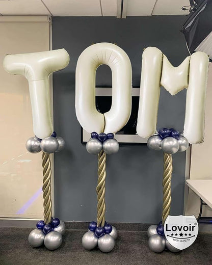 Cream White Letter H Balloons, 40 Inch Giant Letter Balloons H Foil Mylar - Image 3