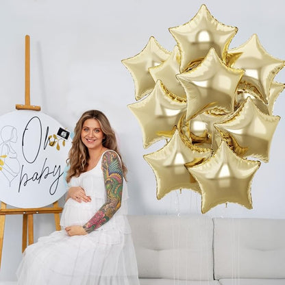 Gold Star Foil Balloons, 18 Inch Light Gold Stars Shape Foil Helium Balloons - Image 7