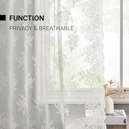 Kotile Vintage Ivory Lace Curtains - Image 4