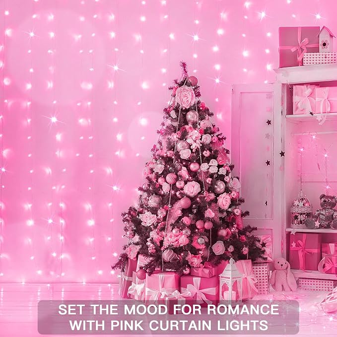 Curtain Lights for Bedroom, 200 Led 6.5ft x 6.5ft Hanging String Lights Outdoor - Image 4