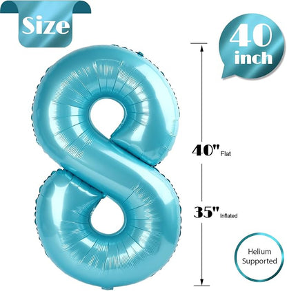 Pastel Blue Number 8 Balloon 40 Inch - Image 5