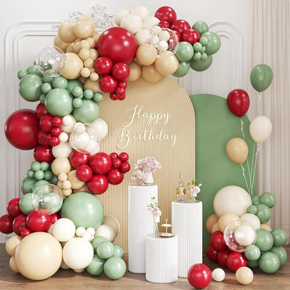 Red Green Nude White Balloon Garland Arch Kit by Unknown