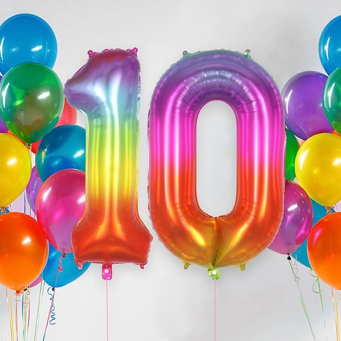 Rainbow Number 0 Balloon 40 Inch, Big Large Foil Number Balloons, Gradient - Image 2