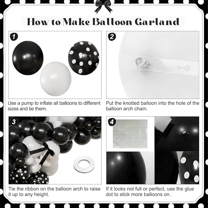 Black White Polka Dot Balloon Arch Kit, Coquette Birthday | Black White Balloons - Image 5