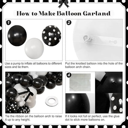 Black White Polka Dot Balloon Arch Kit, Coquette Birthday | Black White Balloons - Image 5