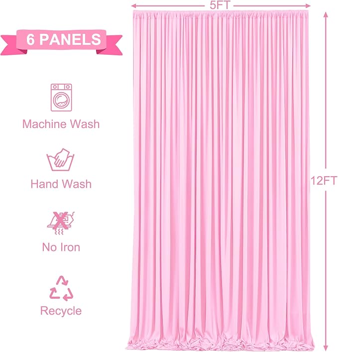 6 Panels Pink Backdrop Curtains - Image 6