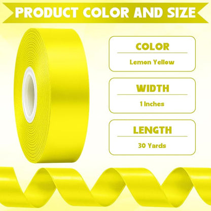 1In 30Yards Lemon Yellow Satin Ribbon - Image 2