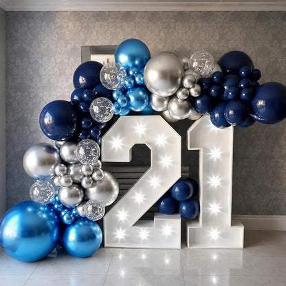Metallic Blue Silver Balloon, 60 Packs 12 Inch Different Shades Chrome Blue - Image 4