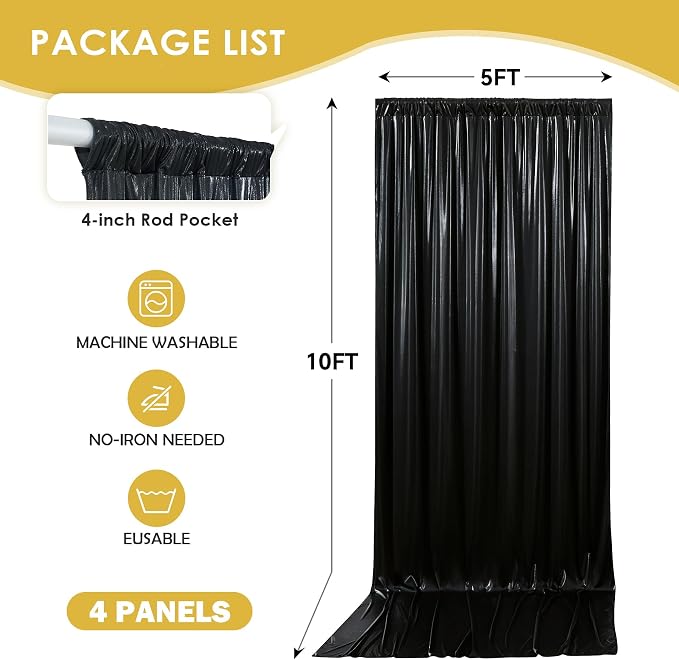 gogoparti 20x10FT Black Sequin Backdrop Curtain - Image 6