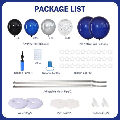 Navy Blue Black and Silver Balloon Column Stand Kit Set of 2 - Image 3