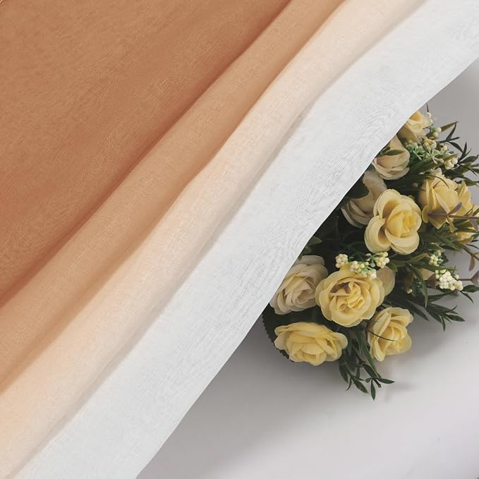DWCN Autumn Faux Linen Ombre Sheer Curtains - Image 5