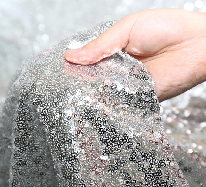 Poise3EHome Silver Sequin Backdrop Curtains, 2ft x 8ft Sequin Photography - Image 5