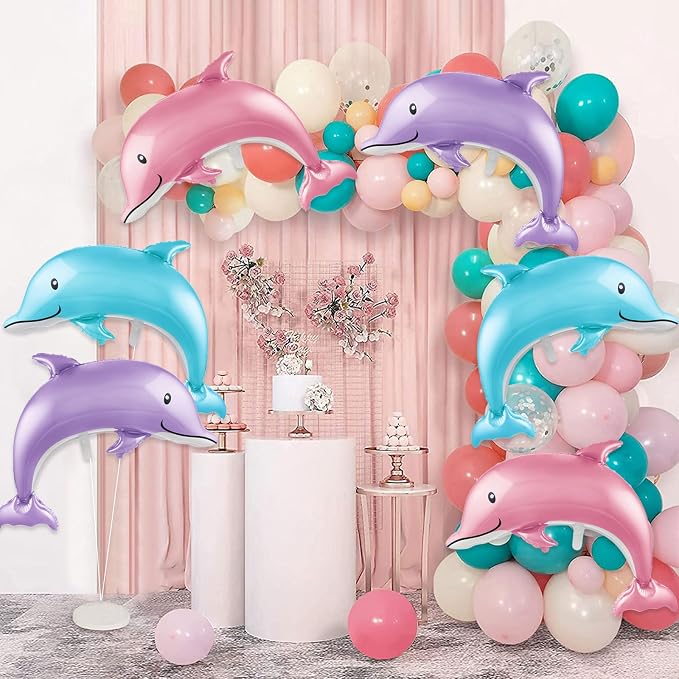 6 Pcs Dolphin Balloon 46 Inches Inflatable Dolphin Party Decorations Ocean - Image 6