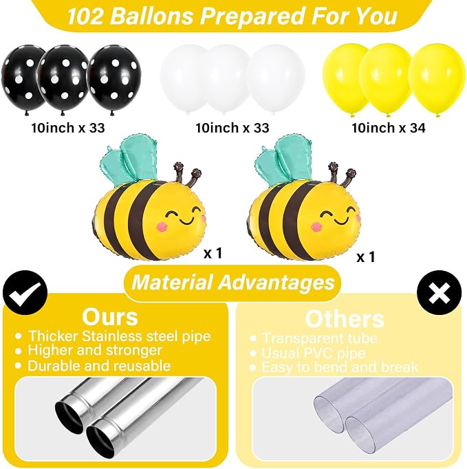 2 Sets Bee Birthday Party Balloon Column Stand Kit - Image 3