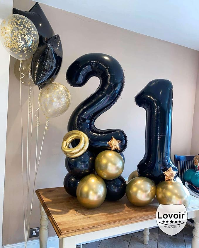 Black 22 Number Balloons, 40 Inch Giant Number 22 Balloons Foil Mylar Helium - Image 7