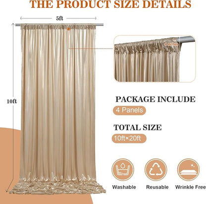 20x10ft Thick Champagne Glitter Backdrop Curtain Panels - Image 6