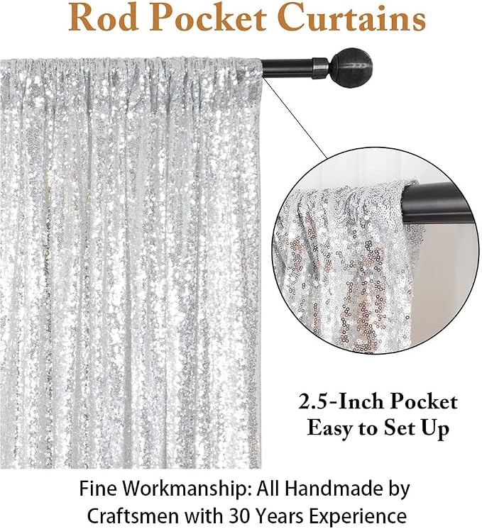 ShinyBeauty Photobooth Background Choice-4FTx7FT-Silver-Sequin backdrops - Image 4