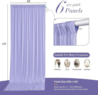 30 ft x 10 ft Wrinkle Free Lavender Backdrop Curtain - Image 5