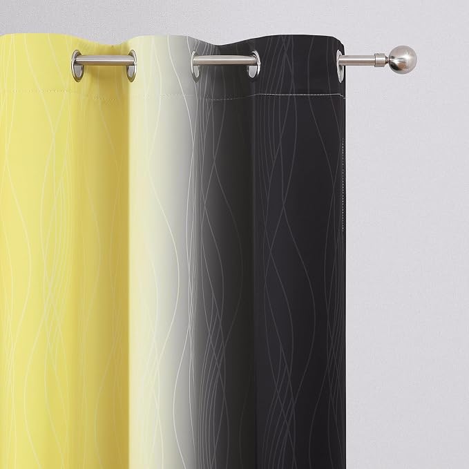 Yellow and Black Ombre Blackout Curtains - Image 4