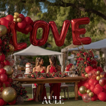AULE 40 Inch Red O Balloon Letter Foil A-Z Birthday Big Alphabet | Birthday - Image 2