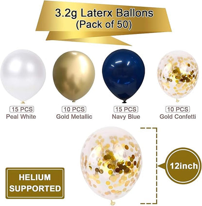 Navy Blue and Gold Confetti Balloons - Image 2