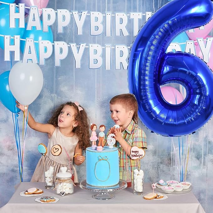 TONIFUL 40 Inch Navy Blue Number 6 Balloons Large Foil 6th Birthday Decor | - Image 5