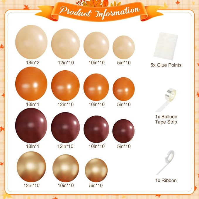Burgundy Fall Balloon Arch Kit for Autumn Thanksgiving Party Decorations | - Image 2