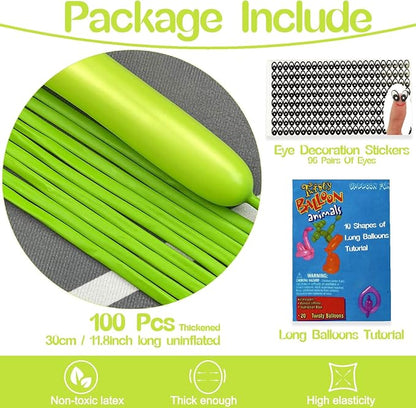 260 Balloons Lime Green, Thickened 100 Pack Long Balloons Twisting Skinny Magic - Image 2