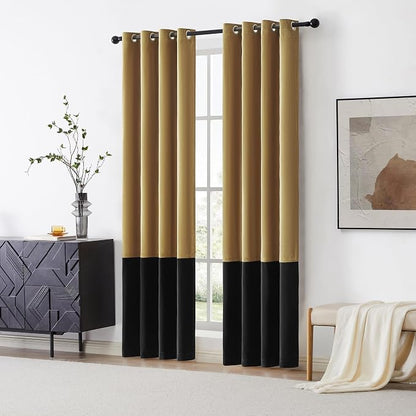 BULBUL Modern Gold Black Velvet Curtains Luxury 72 inch - Image 6