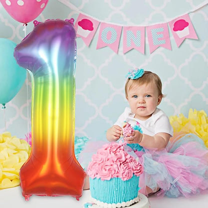 Rainbow Number 1 Balloon 40 Inch, Big Large Foil Number Balloons, Gradient - Image 4