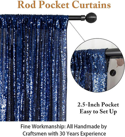 ShinyBeauty Sequin Fabric Backdrop 8ftx10ft Navy Blue Sparkle Glitter - Image 3