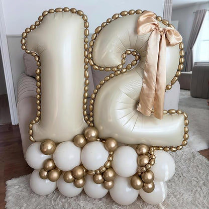 Cream 15 Balloon Number 40 Inch Cream Number 15 Balloon Helium Mylar Balloons - Image 2