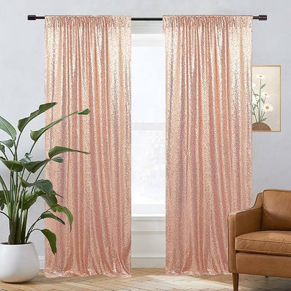 Eternal Beauty Rose Gold Sequin Backdrop Curtains, 4 Panels 2x8FT | 3mm Sparkle - Image 7