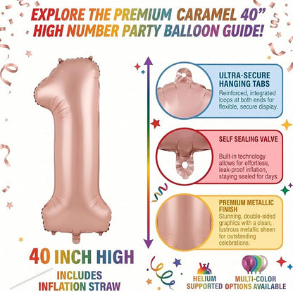 40 Inch Caramel Foil Number 1 Balloon - Image 2