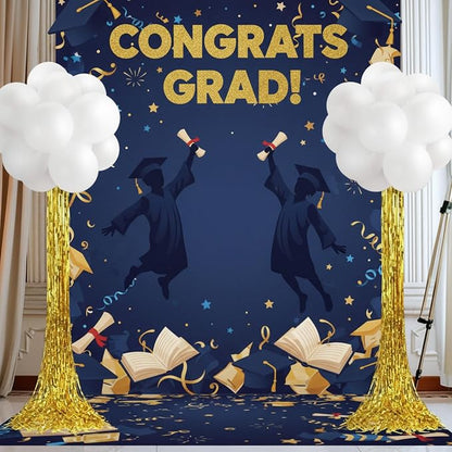 Gejoy 2 Set White and Gold Graduation Decorations Graduation Balloon Column - Image 4