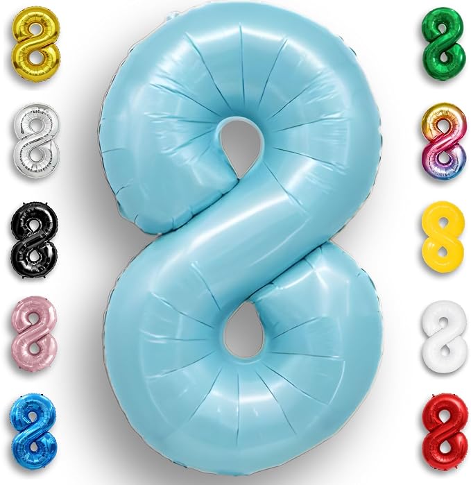 Candy Blue Number Balloon 8 Mylar Foil Balloons 16 inch by Unknown