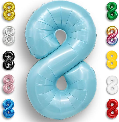 Candy Blue Number Balloon 8 Mylar Foil Balloons 16 inch by Unknown